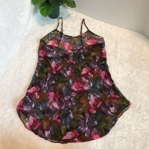 Linda Bis floral sheer sleepwear nightie slip sexy dress size medium